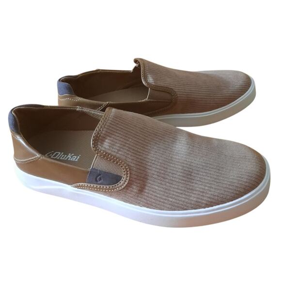 Olukai Lae'ahi Kapa Mens Lightweight Brown Corduroy Slip On Sneakers Size 9.5